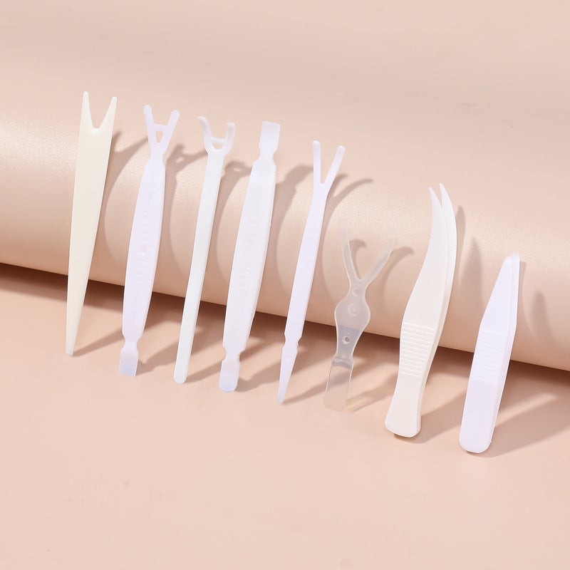 Plastic Beauty Velcro Tweezers Anti-Slip Dustproof Tool Clips Plastic Double Eyelid Forks - Image 5